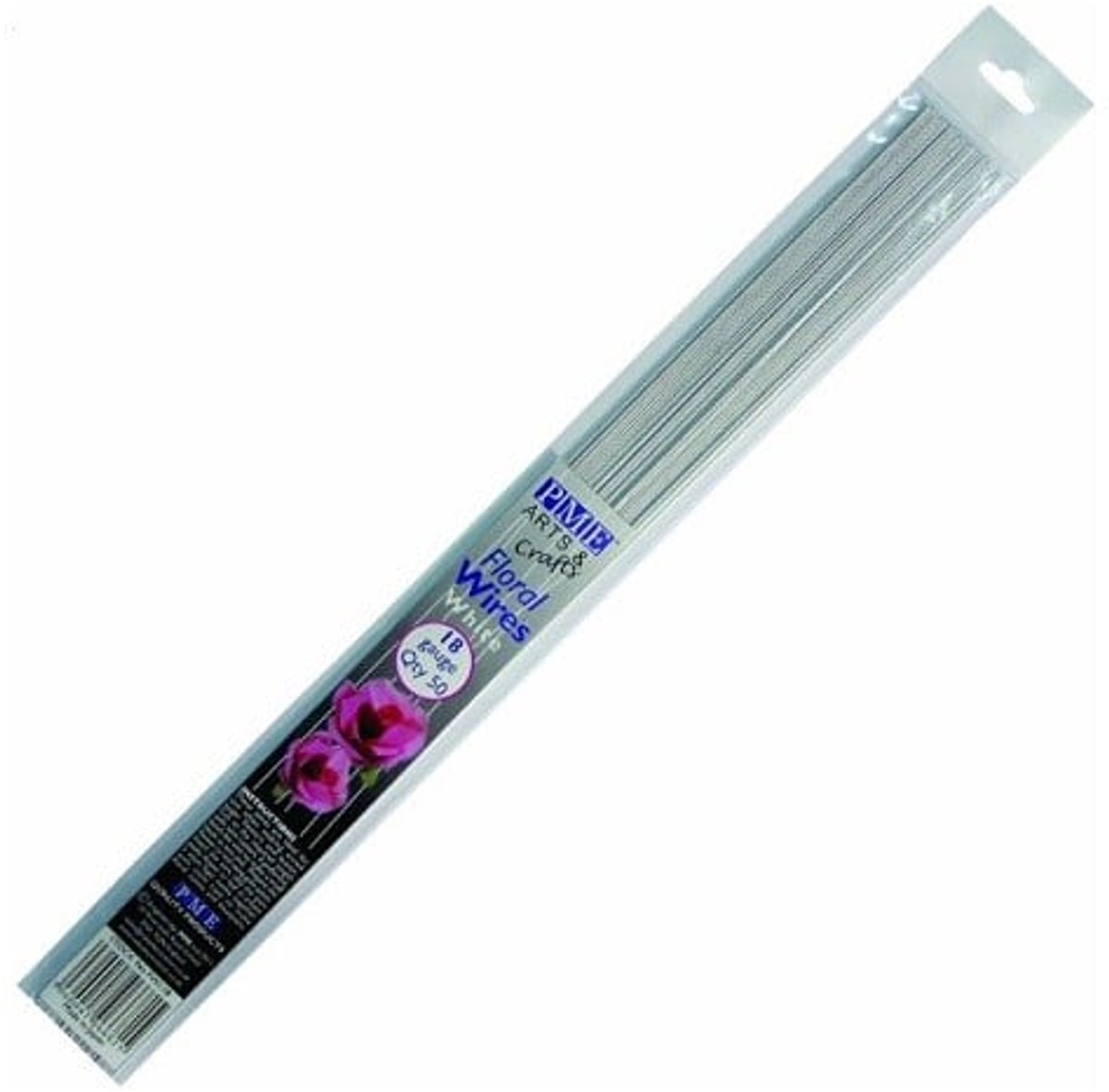 PME Bloemdraad wit - 30 gauge (50 stuks) - heel dun florist wire - metaal met papier omwikkeld