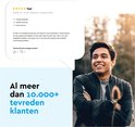 Man met gekruiste armen en een tevreden uitdrukking. Meer dan 10.000 tevreden klanten.