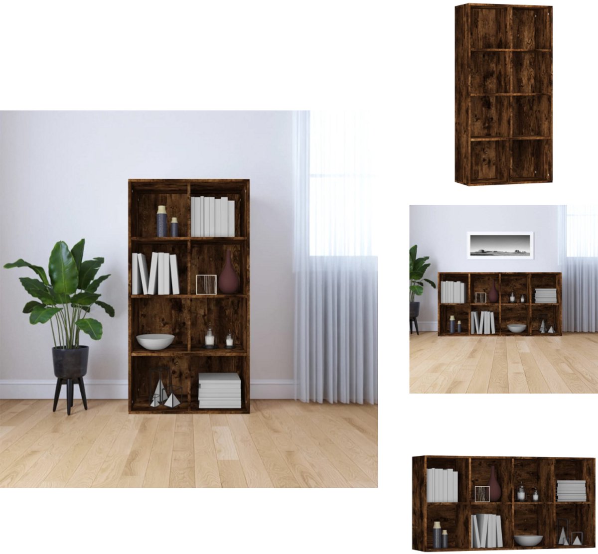 Oude houten boekenkast 66x30x130 cm bewerkt hout