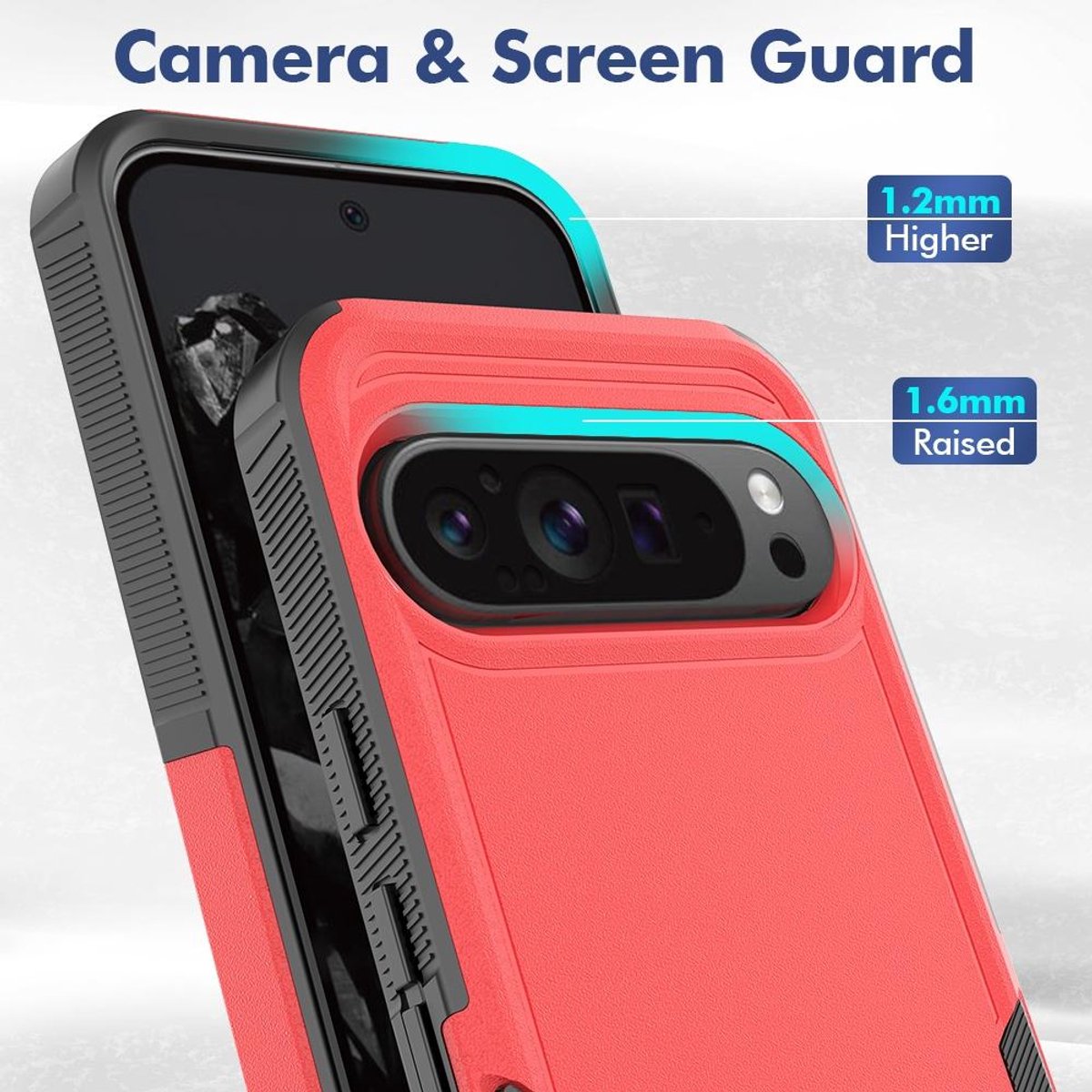 Mobigear Hoesje geschikt voor Google Pixel 9 Pro XL Telefoonhoesje Hardcase | Mobigear Heavy Armor Backcover Shockproof | Schokbestendig Pixel 9 Pro XL Telefoonhoesje | Anti Shock Proof - Rood
