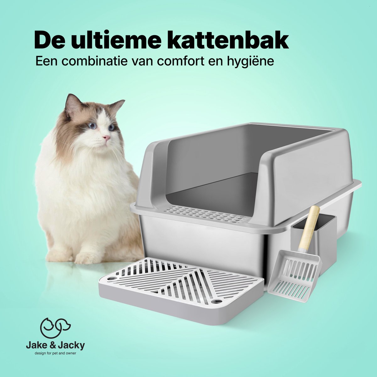 Jake Jake and Jacky RVS Kattenbak - afbeelding 2