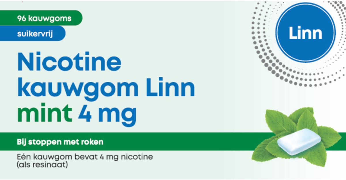 Goedkoopste Linn Nicotine Kauwgom Mint 4 mg 96 stuks