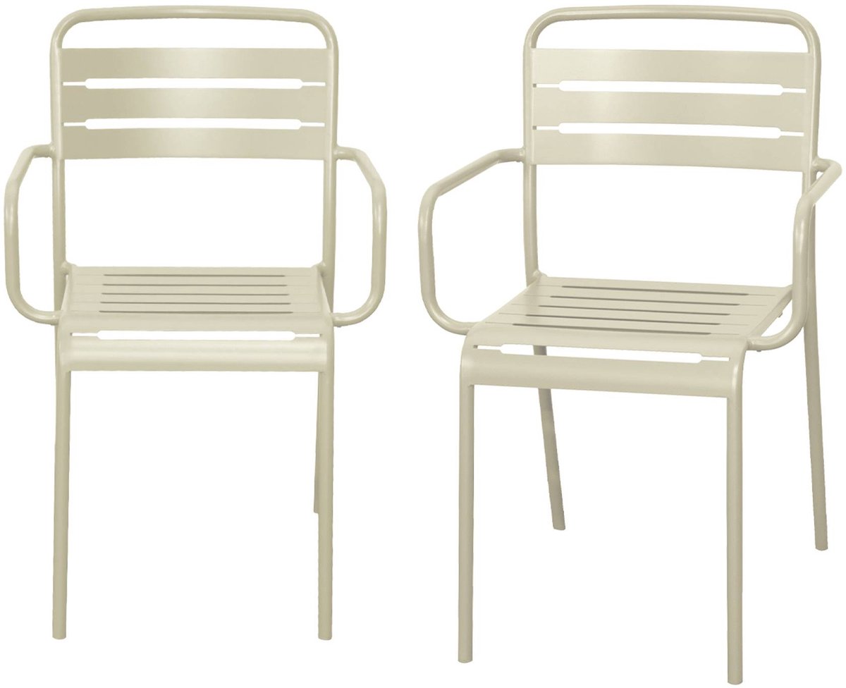 sweeek - Set van 2 tuinstoelen met armleuningen metaal - amélia
