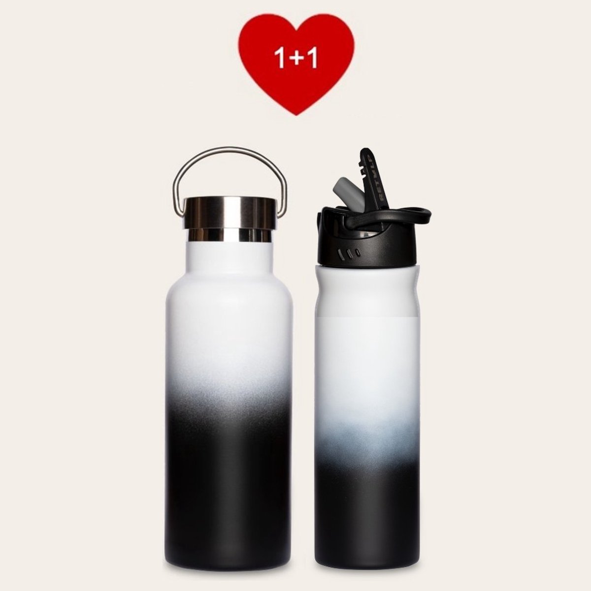 Retulp Waterfles pakket - Waterflessen - Drinkflessen - Thermosbeker - RVS - Waterfles - 2 Stuks - 1+1 gratis