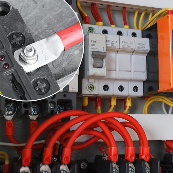 eXODA Batterijkabel 50 mm² 2,5m koperen stroomkabel met ringogen M6 rood