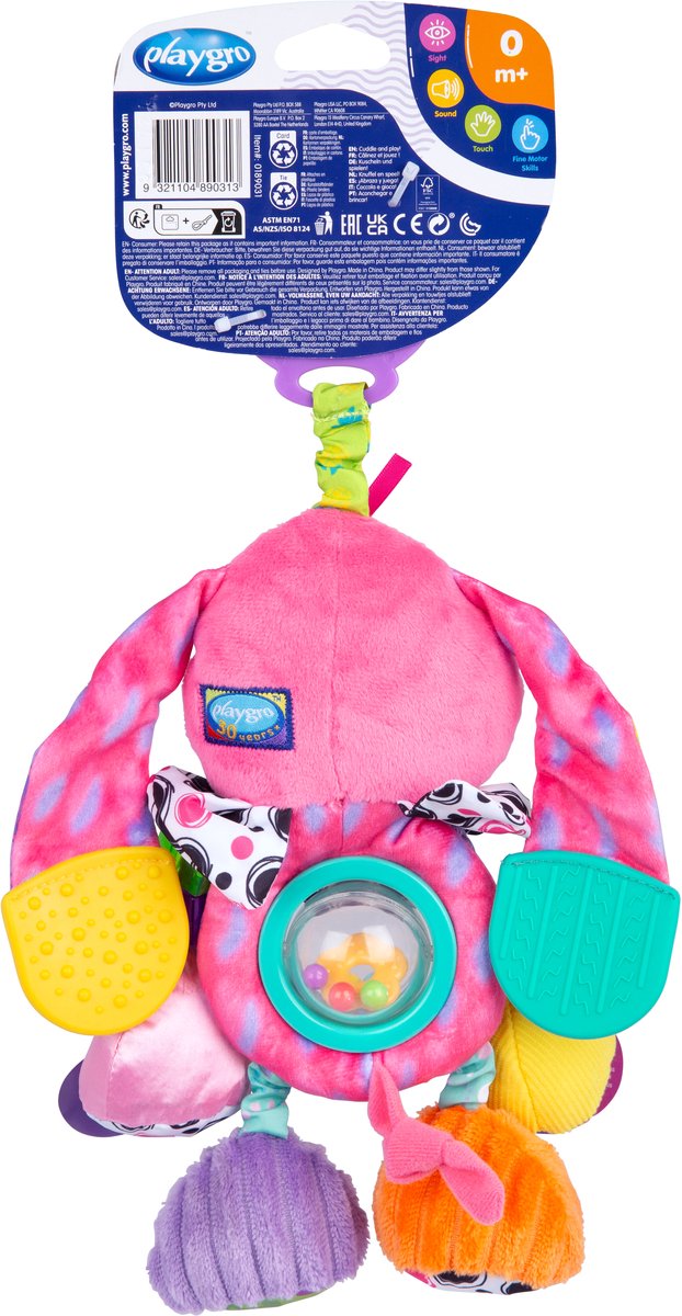 Playgro Activity Friend Dixie Dog - Baby Speelgoed - Hangspeeltje - Kinderwagenspeeltje - Rammelaar - Kinderwagenaccessoire - Buggyaccessoire - Educatief Speelgoed - Knuffeldier van Playgro — afbeelding 4
