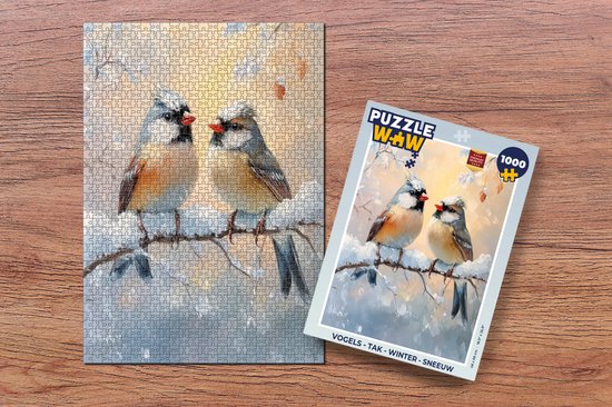 Puzzle Vogels - Branche - Hiver - Neige - Puzzle - Puzzle 1000 pièces adultes