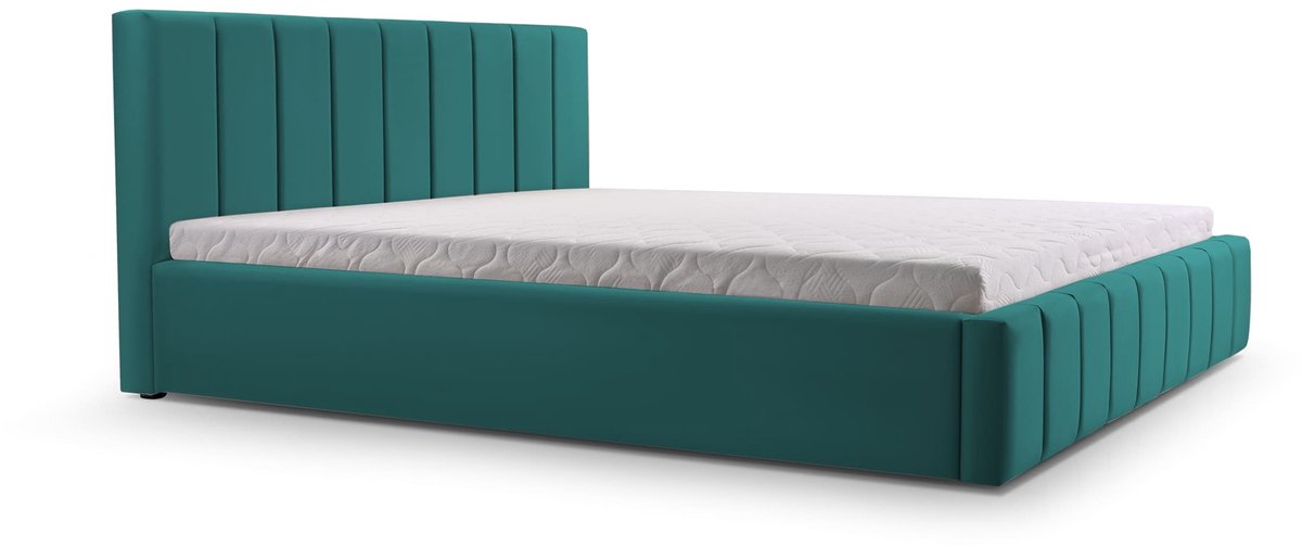 Bed 01 - Gestoffeerd bed met Fluweel Beklede Tweepersoonsbed - 160x200 cm - Elegant en Comfortabel - Oceaanblauw (TRINITY 29)
