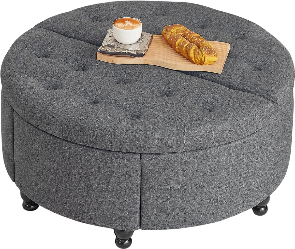 Boleen - Opbergpoef - Opberg Poef - Opbergpoef met Deksel - Voetenbank - Salontafel - Modern - 88x42x8cm - Grijs