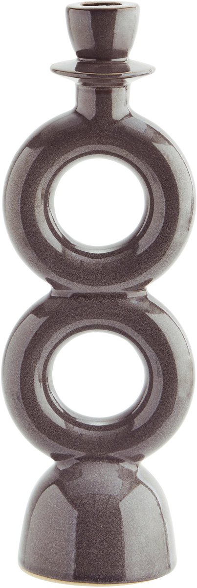 Kandelaar Organic donkergrijs aardewerk 10,5 x 8,5 x 30cm