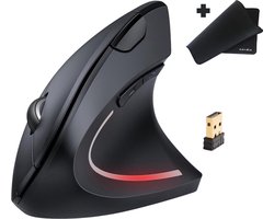 Verticale Muis + Muismat - Ergonomisch Ontworpen voor Rechtshandige - Draadloos - 6 Knoppen - 2000-1200-800 Instelbaar DPI