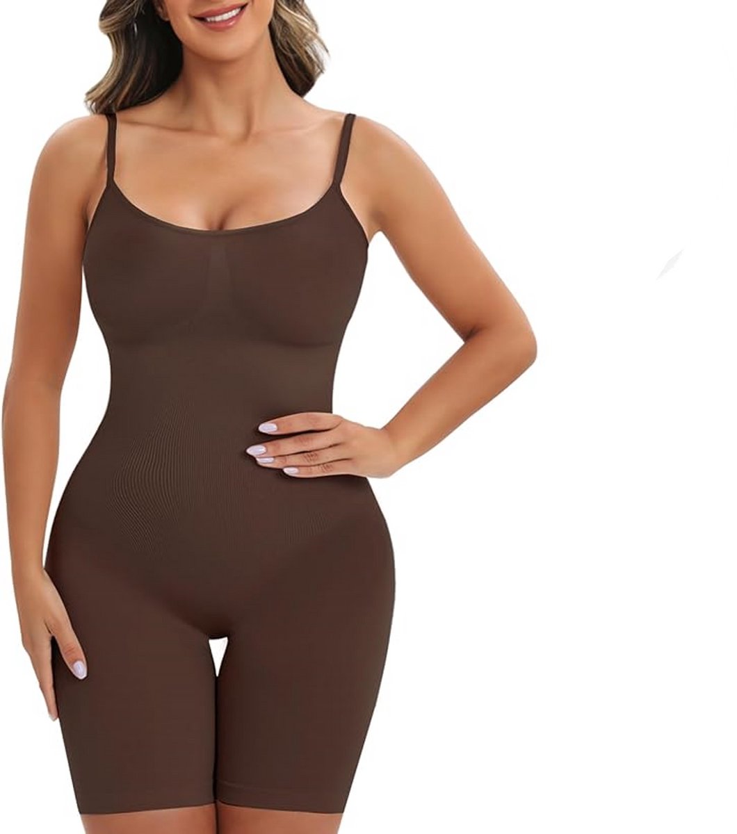 Shapewear Dames Bodysuit - Bruin- Maat XXXL - Corrigerend Ondergoed