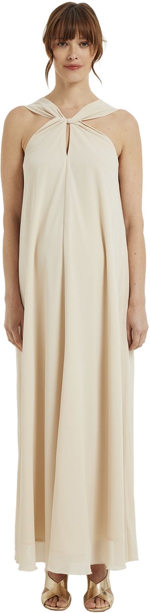 vertbaudet Lange zwangerschapsjurk met wikkeldetail in crepe goudbeige