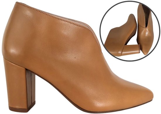 Stravers - Bottines montantes en V à talon bloc - Taille 45 - Camel Brown - Bottines Grande Taille