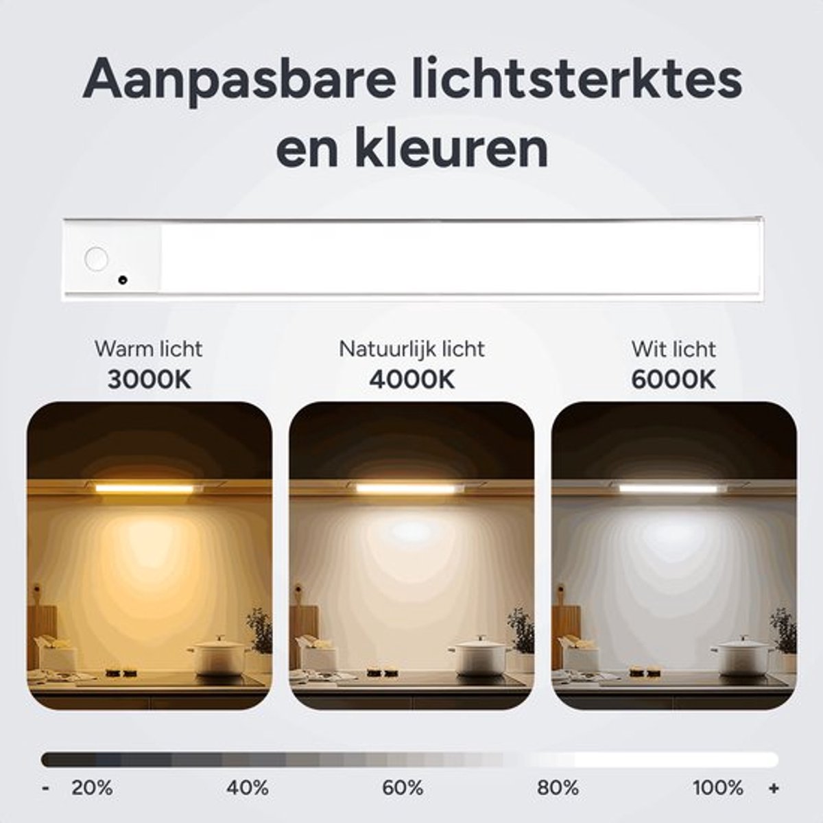 Omniscient® Led Lamp met Bewegingssensor - Kastverlichting - Keukenverlichting Onderbouw Led- Nachtlampje - Meerdere Kleurtemperaturen - Dimbaar - 4x 30 cm - Nachtlampje met Sensor - Binnen - USB-C Oplaadbaar - Trapverlichting - Magnetisch - Kastlamp — cadeau in Wonen & Interieur - foto 3