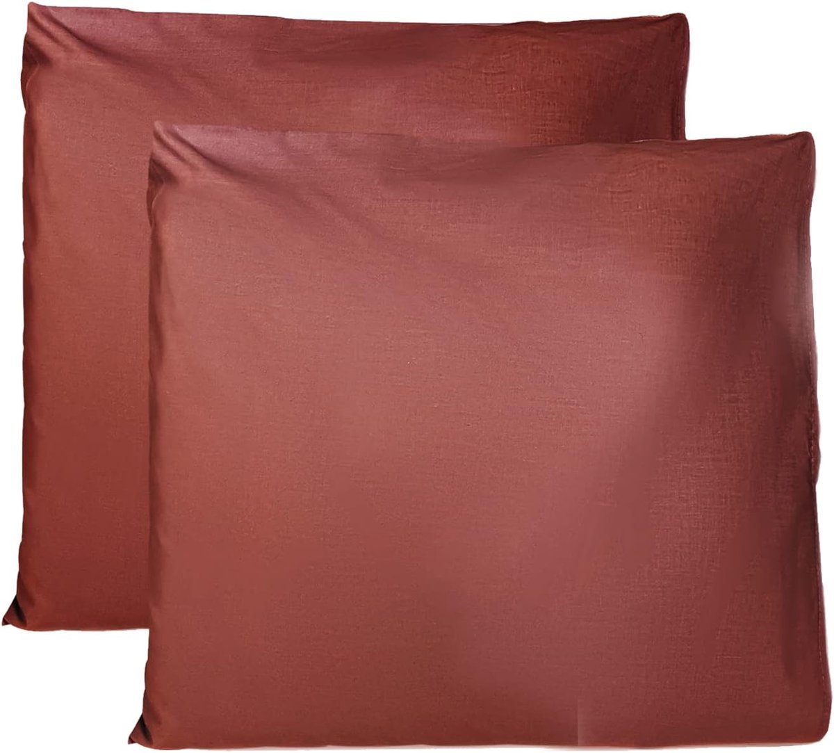 Azalia Paar kussenslopen 100% Pure katoen 60x60 CM, Set van 2 Bed Kussen Stoffen Gemaakt in Italië, Tassluiting, Solid Color, Standaard Maat met - Bordeaux