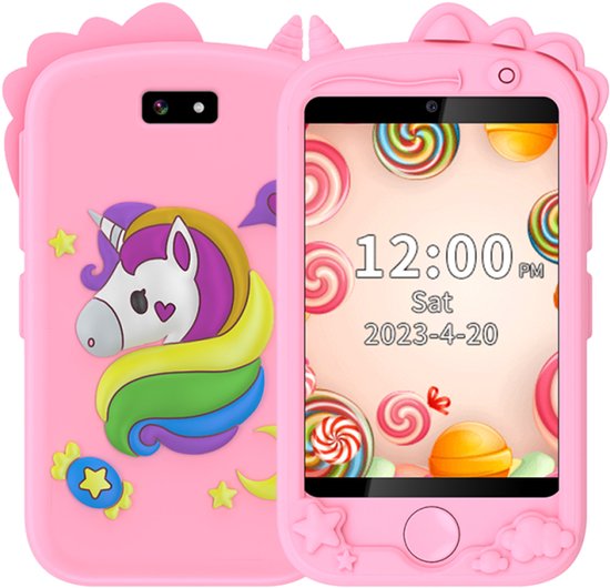 Foto: K ikido kindertelefoon speelgoed telefoon baby telefoon hd videobellen stappenteller camera video muziek alarm gps tracker kind sos knop 4g educatief speelgoed sim kaart insteekbaar roze
