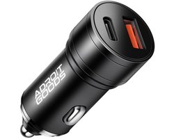 AdroitGoods Autolader USB C & USB A - Snellader 60W - Compacte Auto Oplader - USB lader - Zwart