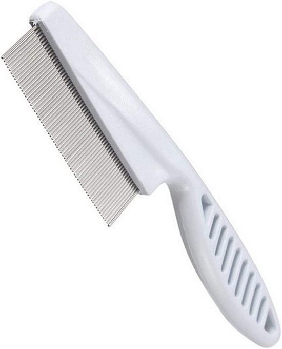 Witte kam met metalen tanden en een ergonomische handgreep.