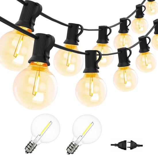 Foto: Led lichtsnoer buiten koppelbare lichtslinger tuinverlichting waterdichte led prikkabel met alloy wire feestverlichting lampjes slinger 30 led lampen 2 extra led netstroom 9 1 meter