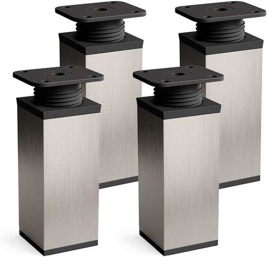 Boxspring Bedden Meubelpoten Set 6 Stuks Vierkanten Houten Blokpoot Hoogte 12 Cm M8 Zwart