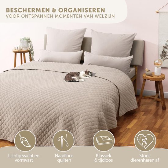 Couvre-lit Blumtal 170 x 210 cm - Certifié Oek-TEX - Pour lits 90 x 200 cm - Couvre-lit pour lit et canapé - Sable