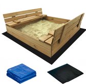 Muntel® Zandbak - Met Banken - Incl. Dekzeil & Gronddoek - Geïmpregneerd Hout - Montage Video - 120 x 120 CM