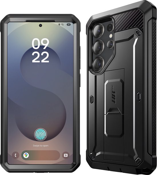 Supcase UB Pro hoesje geschikt voor Samsung Galaxy S25 Ultra - Met en zonder screen protector - Zwart