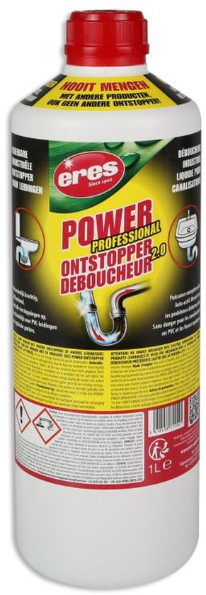Eres – Power ontstopper 2.0 – Ontstopper – Ontstopper afvoer – Ontstopper toilet – Ontstopper gootsteen – WC ontstopper - Zeer krachtig en zelfwerkend - 1l