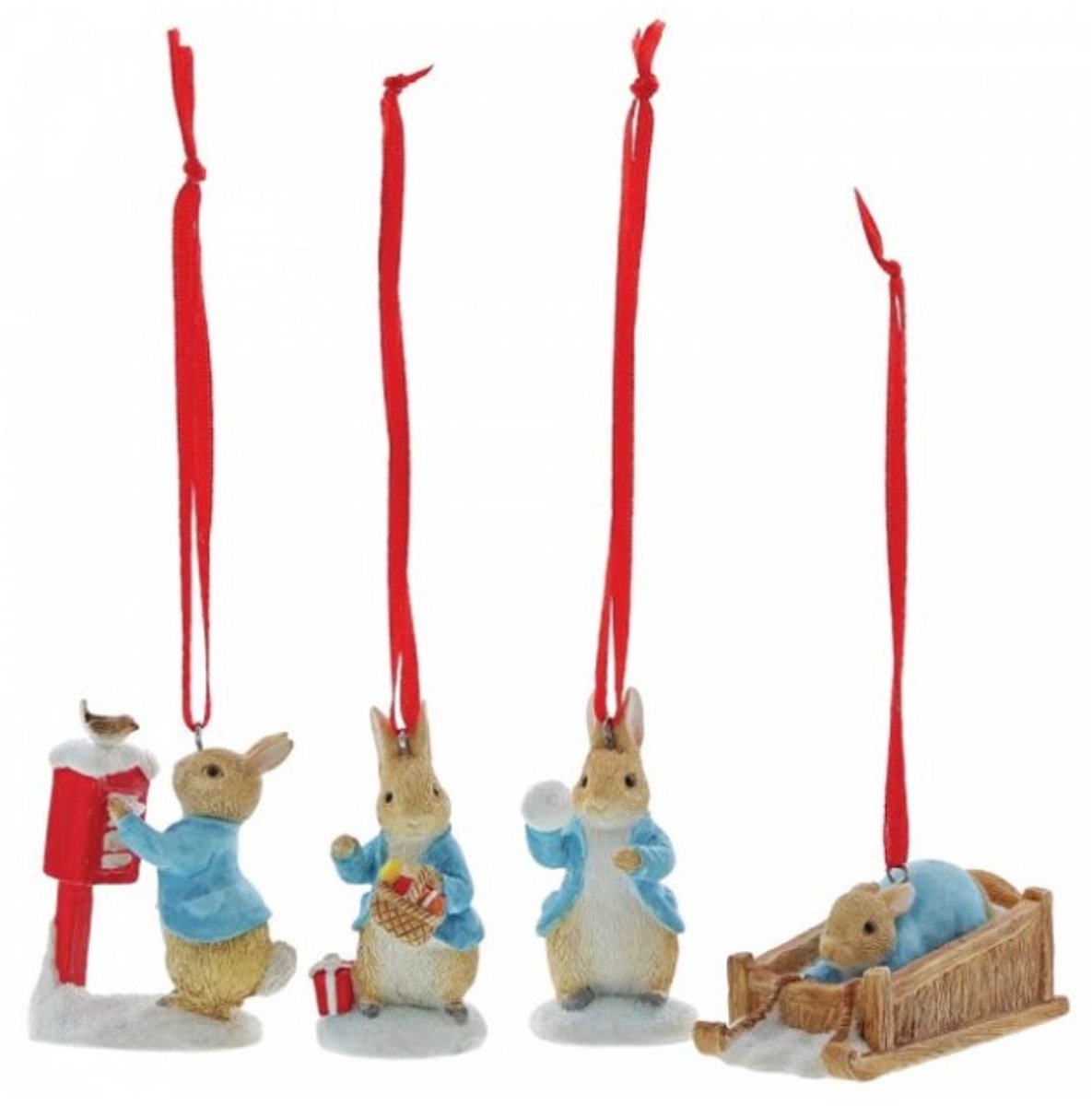 Set van 4 kersthangers Peter Rabbit - Beatrix Potter - Kerst