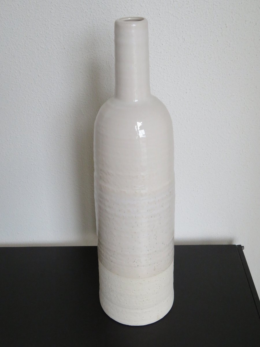 Fles - Keramiek - Offwhite - 48 cm hoog