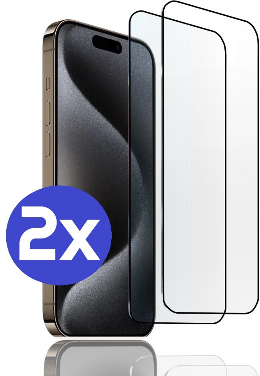 ArmorDrop Full Guard Screenprotector Geschikt Voor iPhone 15 Pro - Gehard Glas - 2 Stuks