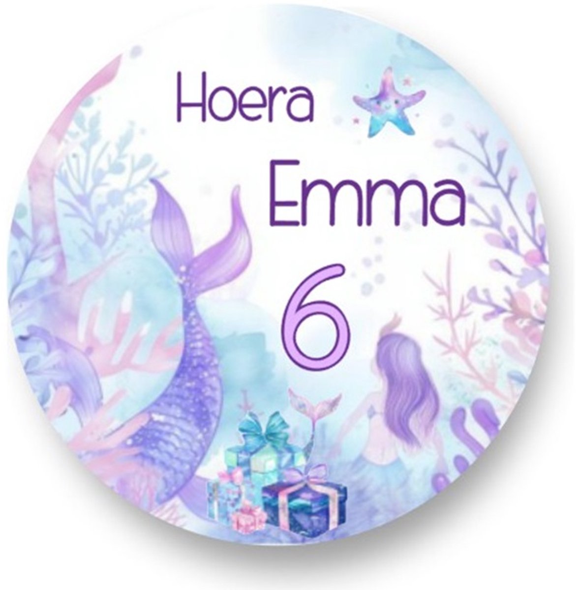 20x Traktatie Stickers Met Naam en Leeftijd - Zeemeermin - Gepersonaliseerd - Mermaid - Zeemeermin - Sluitstickers - Kinderfeest Traktatie - Uitdelen - Uitdeeltraktatie - Wensetiket - Rond - 40mm - Glossy sticker - Uitdeeltraktatie - Kinderfeest