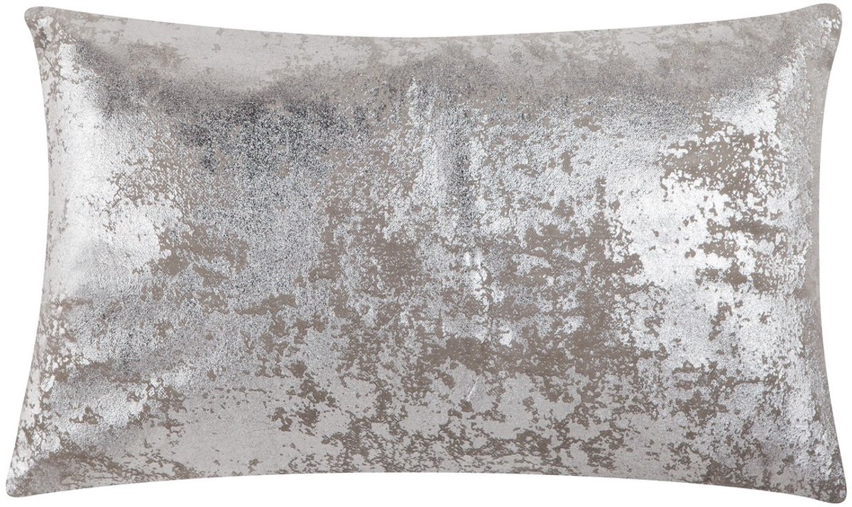 Linen & More Allover Foil Licht Grijs/Silver Kussen | 30 X 50 | Sierkussen Voor Woonkamer Of Slaapkamer