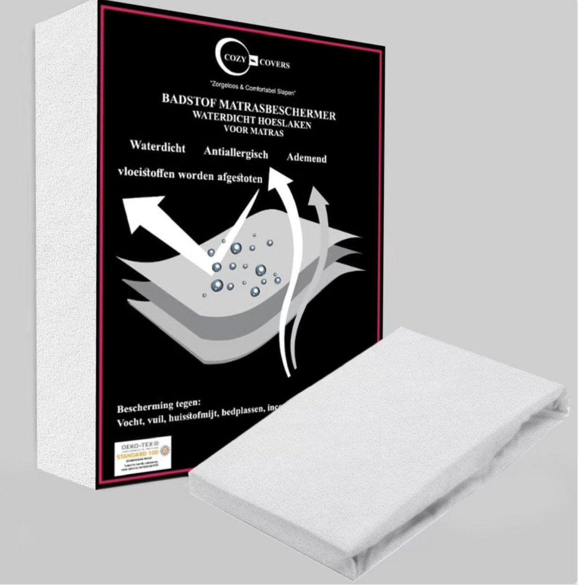 Cozy Covers Waterdicht Hoeslaken voor matras-Anti bacterieel-Rondom Elastiek-160x200 +30cm Hoekhoogte -2persoons - Wit