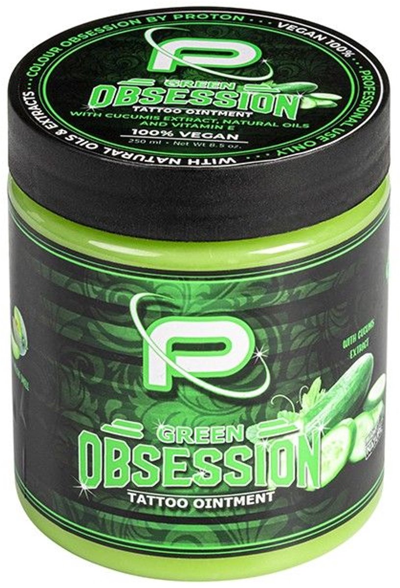 proton green obsession tattoo ointment Vegan Tattoo Verzorging | Tatoeage Nazorg Zalf | Bescherming Nieuwe Tattoo | Balsem | Crème | Verzorgingsspray | Tatoeage Boter | Verdoving | Verdovend | PMU 250 ml