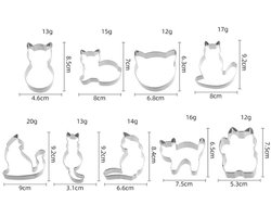 9 stuks -delige set - Schattige koekjesvormpjes in de vorm van een kat - Bakgereedschap van roestvrij staal - DIY-koekjestaartfondantdecoraties - Verschillende kattenvormen - Essentiële bakbenodigdheden 9 stuks -delige set - Schattige koekjesvormpjes in de vorm van een kat - Bakgereedschap van roestvrij staal - DIY-koekjestaartfondantdecoraties - Verschillende kattenvormen - Essentiële bakbenodigdheden