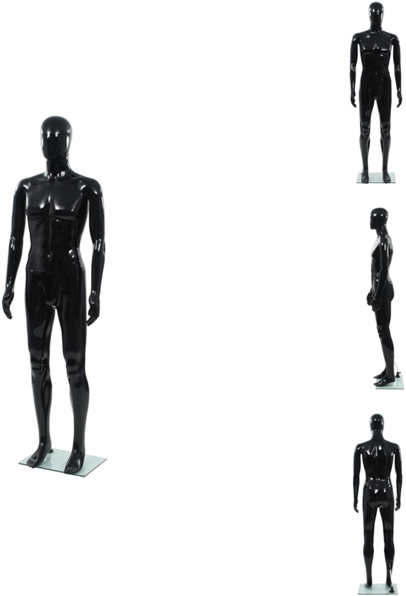 VidaXL Mannelijke Etalagepop – 187 Cm – 6 Losse Delen – PE – Met Glazen Voet En Aluminium Standaard