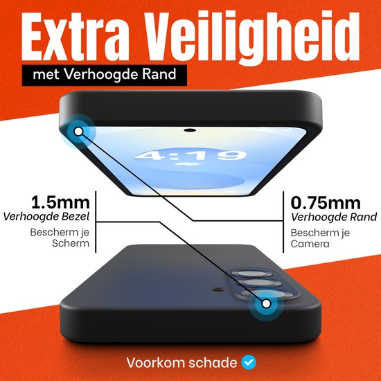 Coque adaptée pour Samsung S25 Zwart - 2x Film de Protection d'écran - Protection d'écran en Verre - Coque Anti Choc