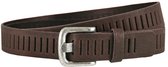 Landley Bruine Leren Kinderriem Unisex - Geperforeerde Gleufjes Riem - Jongen / Meisje - Echt Leer - Breedte 3 cm - Bruin - Lengte totaal 70 cm / Riemmaat 55