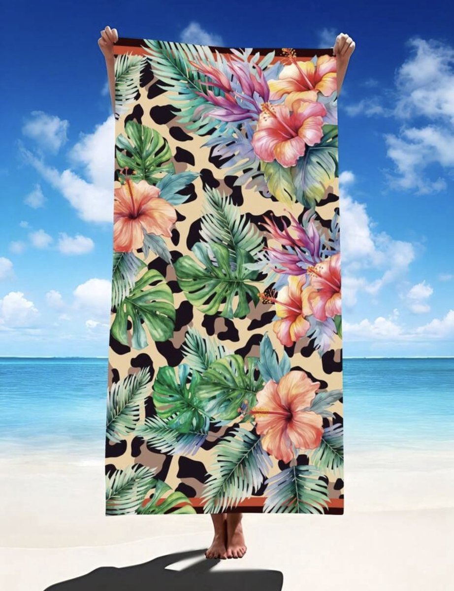 Twenty Two™ Extra grote strandhanddoek |180x90cm| luipaardprint/bloemenprint | super absorberende strandlaken voor vakantie, strand, sauna, zwembad | voor volwassenen/kinderen