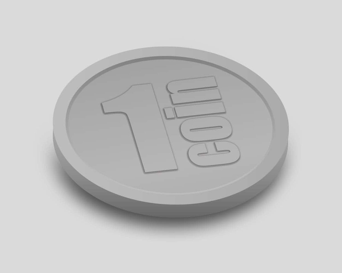 Reliëfmunten 1 Coin 29mm / Consumptiemunten / Betaalmunten (per 250 stuks) - ZILVER