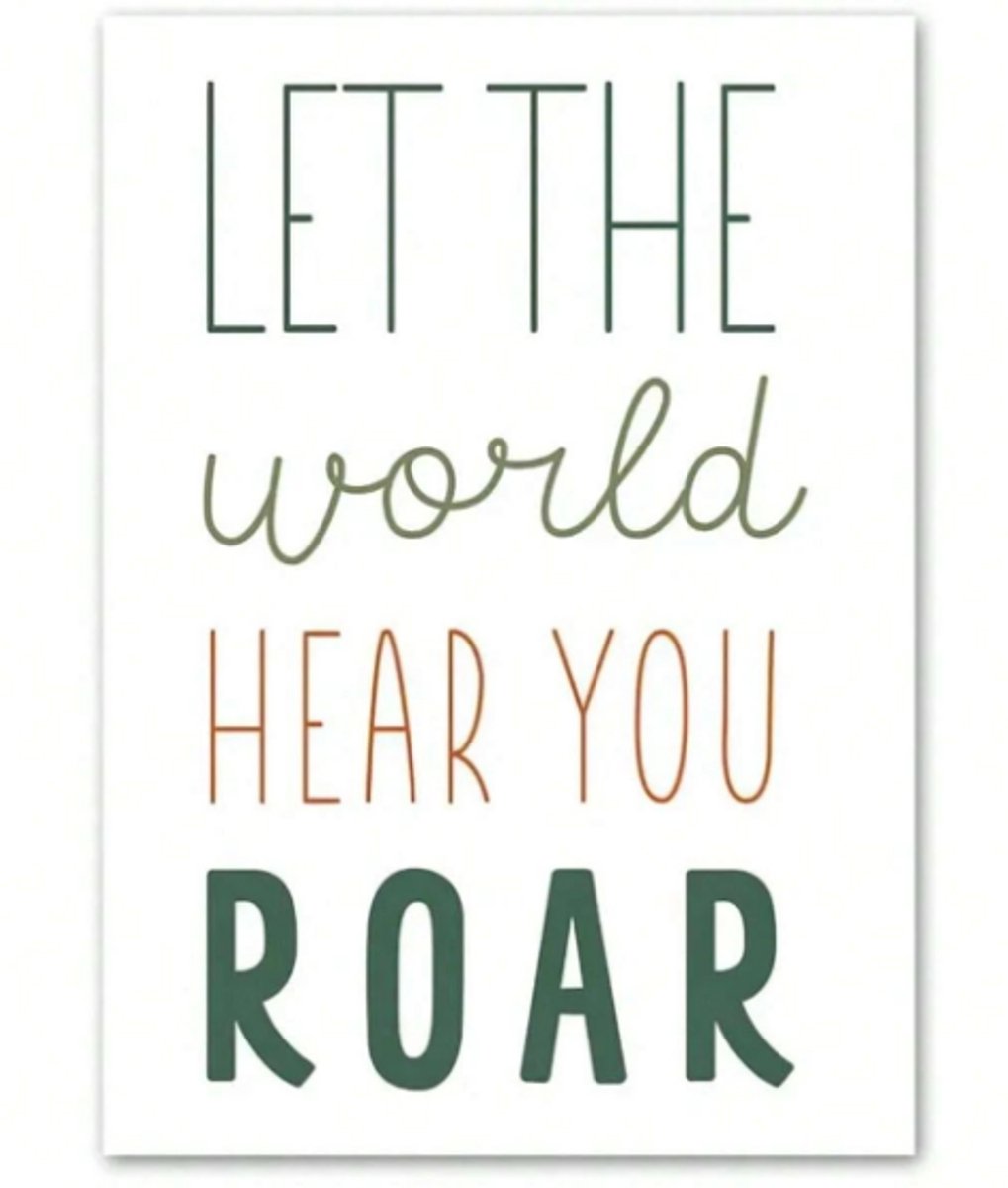 Canvas Doek 50x70 cm | Wanddecoratie Kinderkamer Dinosaurus Thema | "Let the World Hear You Roar" | Neutrale Kleuren | Muurdecoratie Babykamer | Baby Accessoires | Los Canvasdoek