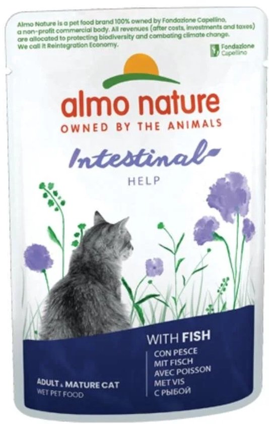 Almo Nature Functional sensitive met vis - natvoer voor volwassen katten met gevoelige en prikkelbare darmproblemen - 30 x 70g