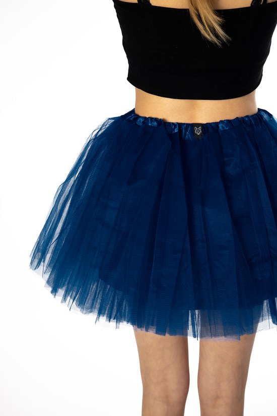 Jupe Tutu en Tulle Bleu Foncé KIMU® - Taille L XL XXL - Jupe Jupon Bleu Rok Femme - Jupe Jupon Tulle Femme Carnaval Fée Schtroumpf