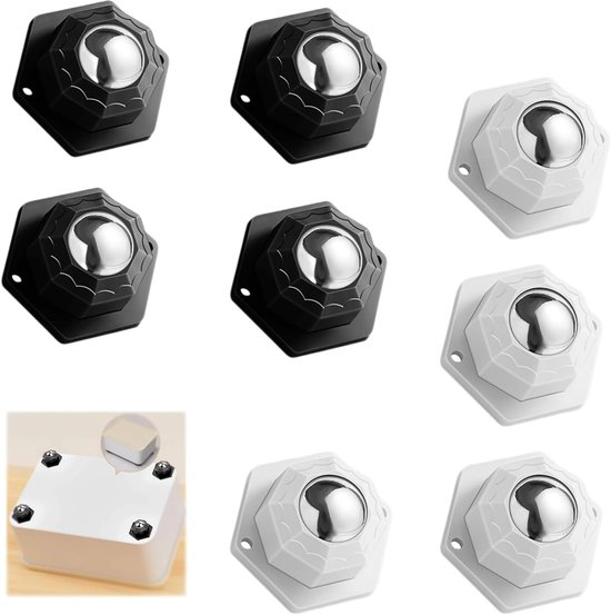 Lot de 8 petites roulettes pour meubles - Roulettes autocollantes pour meubles - Roulettes pivotantes - Roues pour Meubles et objets mobiles - Mini roulettes à billes - Roulettes à billes pour Meubles - Roulettes pivotantes en plastique