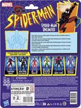 Actiefiguur van Spider-Man Unlimited, rood en blauw, in een springende pose met witte cape.
