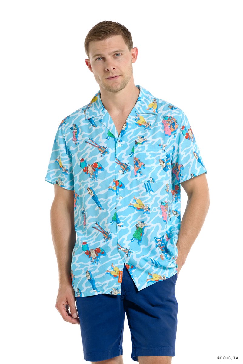OppoSuits One Piece™ Hawaii Shirt - Officieel One Piece™ Ocean Chill Shirt - Heren Overhemd Korte Mouwen - Carnavalskleding - Blauw - L