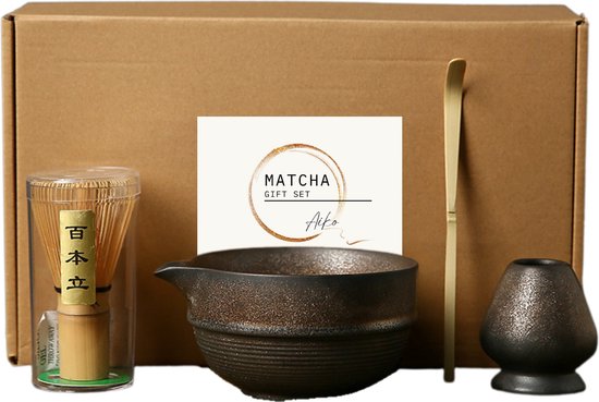 Quertee Japanse matcha set - originele Japanse matcha schaal - 400 ml Plus Matcha bezem Chasen - matchabezem Plus Matcha Bamboelepel Chashaku