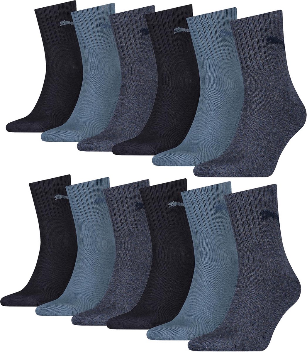 SOKKEN 12 paar Puma sokken korte crew sportsokken tennissokken 49 unisex Blauw